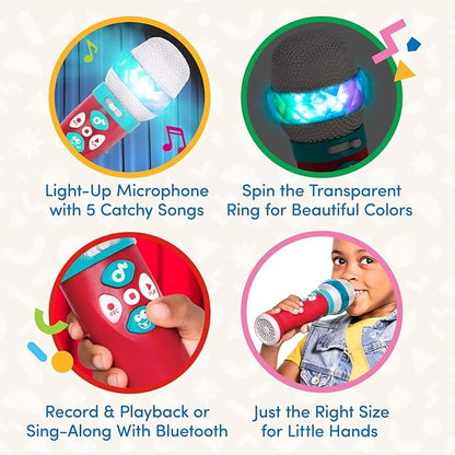 Battat – Toy Karaoke Mic – Light – Up & Voicechanging Microphone – Record & Playback – Sing – Along with Bluetooth – 3+ Years– Musical Light Show Microphone