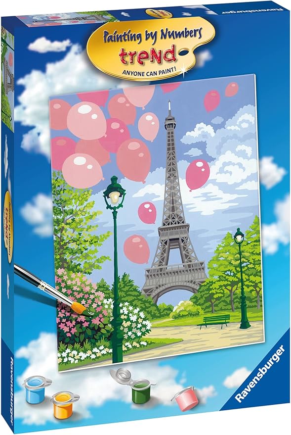 Ravensburger Paris in Spring Paint by Numbers Kit for Children - Painting Arts and Crafts for Kids Age 12 Years Up