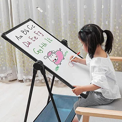 Kids Standing Easel 29.5inch-44inch Height Adjustable 360°Rotating Whiteboard&Chalkboard Double Sided Easel for Kids
