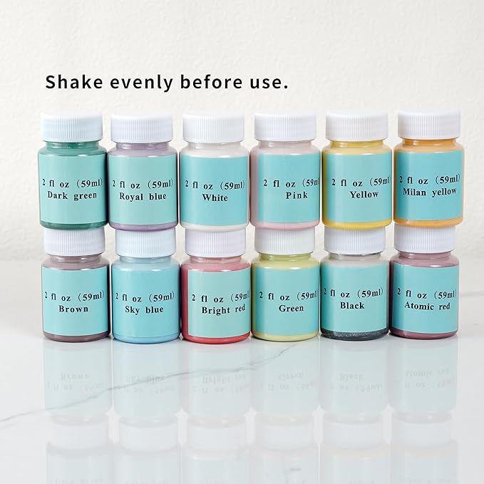 Set of 12 Ceramic Underglaze Paint Colors for Clay, 2 fl oz/60 ml, 12-Color Underglaze Set, Assorted Colors for Ceramic and Pottery Painting, Ideal for Art Projects