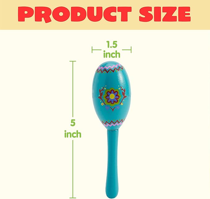 JOYIN 9 Pcs Fiesta Wooden Maracas 9 Designs Noisemaker for Cinco De Mayo Party Favors, Mexican Musical Fun, Carnivals, Taco Tuesday Event, Mexican Decorations, Luau Party