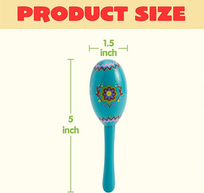 JOYIN 9 Pcs Fiesta Wooden Maracas 9 Designs Noisemaker for Cinco De Mayo Party Favors, Mexican Musical Fun, Carnivals, Taco Tuesday Event, Mexican Decorations, Luau Party