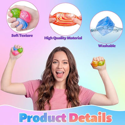 16 Pcs Fidget Stress Cube Bulk Ice Cube Stress Ball Anxiety Relief Soft Squeeze Sensory Ball for Party Favors Prizes Goodie Bag Stuffers (Pink,Blue,Green,Orange)