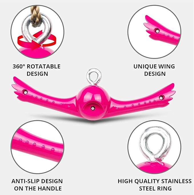YAMIPROBI Ninja-Twister Swing Spins Set: Slackline Attachments - 360° Handle Twist-Spin Flips Toy Activate Ninja Powers - Ninja Warrior Accessories - Kids Ninja Hang Toys for Playground Backyard,Pink