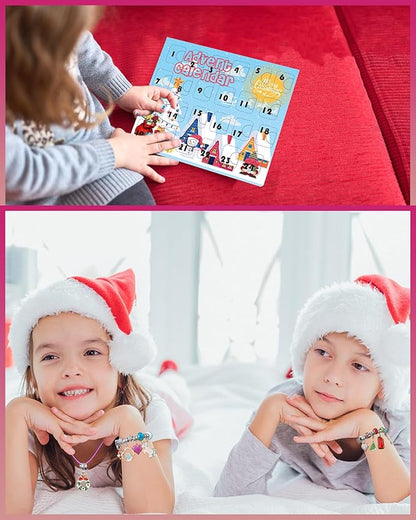 Advent Calendar 2024 Girls, Unicorn & Christmas Themed Charm Bracelets Advent Calendars for Kids Teens 4-12, Best Friends Jewelry Making Kit Craft Toys Countdown Advent Calender for Teenagers & Women