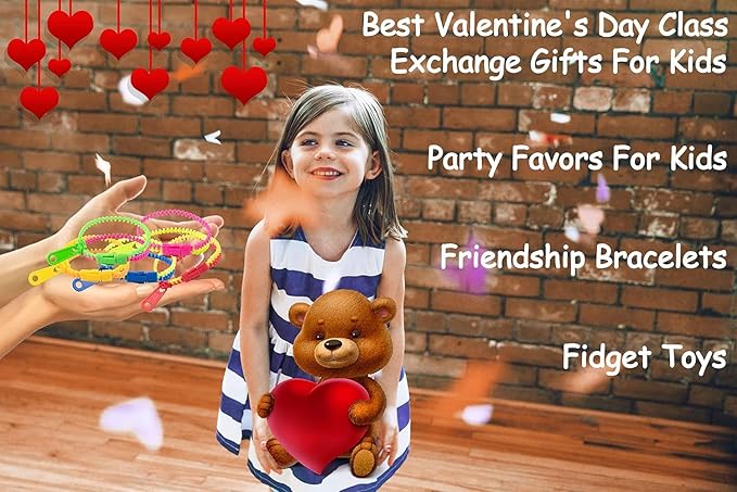 UpBrands 72 Classroom Rewards, Party Favors for Kids, Friendship Zipper Bracelets 7.5” Sensory Bulk Set, Fidget Toys, Easter Basket Stuffers, Kit for Valentine, Birthday, Goodie Bag Easter Egg Fillers