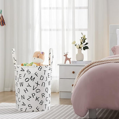 Large Storage Basket for Girls and Boys, Collapsible Laundry Hamper with Long Handles, Toy Bins for Nursery, Kids Room Décor