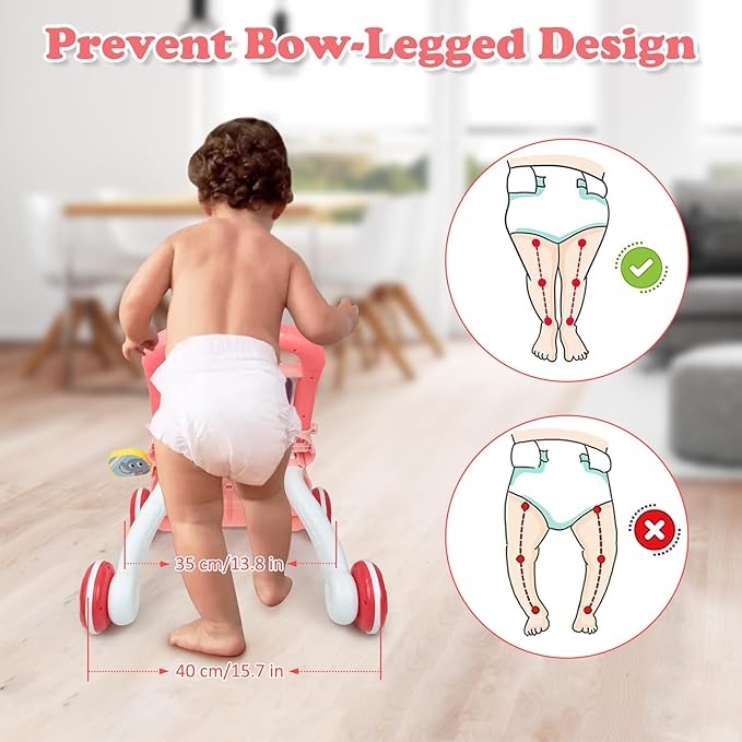 Sit to Stand Baby Walker 0-6 Months, Baby Learning Walker with Music and Drawing Board, Early Educational Activity Centres Push Pull Toy for Boys Girls 6-12M+