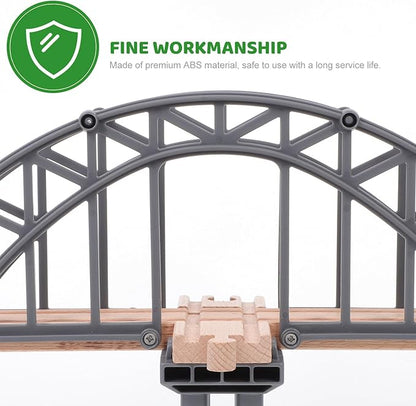 Train Bridge Model, Wooden Train Track Accessories Cross Railway Toys Train Scene Layout Props Toy for Kids Toddlers