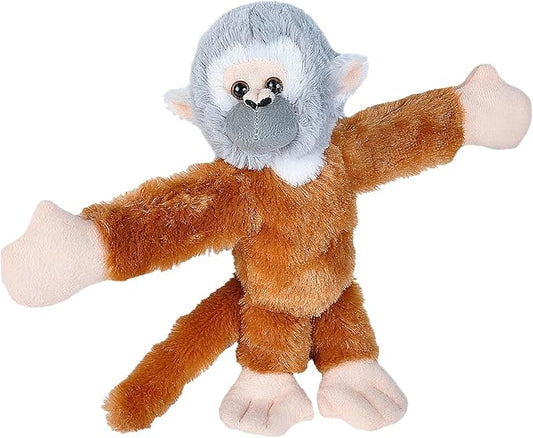Wild Republic Huggers Squirrel Monkey Plush, Slap Bracelet, Stuffed Animal, Kids Toys, 8 inches