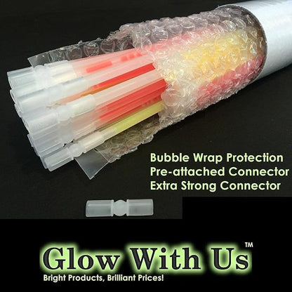 Glow Sticks Bulk Wholesale Necklaces, 600 22” Red-Green-Blue Glow Stick Necklaces, Bright Colors, Glow 8-12 Hrs, Connector Pre-Attached, Sturdy Packaging, GlowWithUs Brand