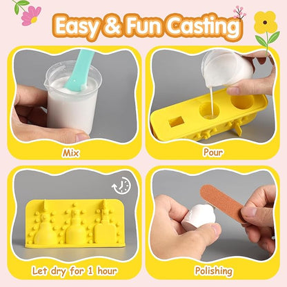 Crelloci DIY Mini Plaster Flower Vase Craft Kit – 3D Painting & Flower Arranging Toy for Kids – Creative Arts and Crafts Set for Girls Ages 3-8, Preschool Art Gift