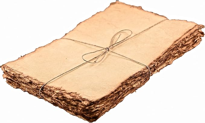 LEATHER VILLAGE Watercolor Paper - 12 X 16 inches, 50 Sheets - Mixed Media Watercolor Paper - 150 GSM Thick Deckle Edge Virgin Cotton Handmade Paper - Vintage Toned