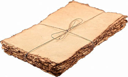 LEATHER VILLAGE Watercolor Paper - 12 X 16 inches, 50 Sheets - Mixed Media Watercolor Paper - 150 GSM Thick Deckle Edge Virgin Cotton Handmade Paper - Vintage Toned