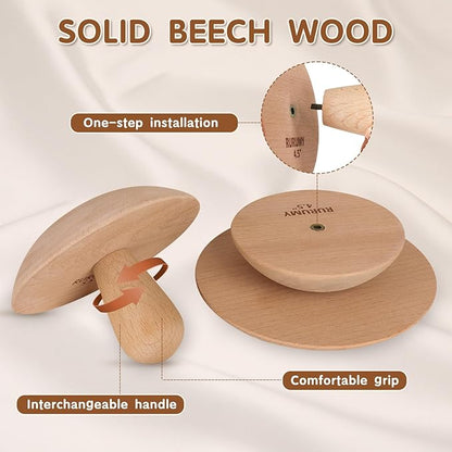 Pottery Molds Solid Wood - 4.5", 5.5", 6.5" Ceramic Clay Mold Set with Interchangeable Handle for Creating Plates, Bowls, DIY Gifts