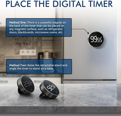 Digital Kitchen Timer, 3.8'' Large LED Display Countdown Countup Timer, Timer for Kids, Classroom Magnetic Timer, Adjustable Volume, Brightness, Easy for Cooking/Study/Office/Exercise (Ridged Knob)