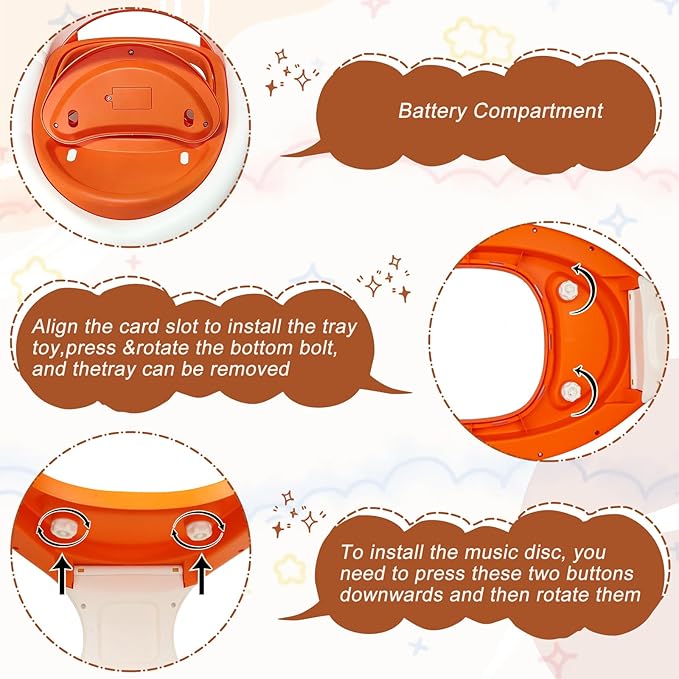 Baby Walker with Wheels, 5-in-1 Foldable Baby Walker for Boys and Girls 7-18 Months with Adjustable Height Detachable Seat and Music Tray Baby Activity Walker, Anti-Fall Activity Center for Boys Girls