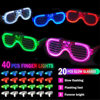 280 PCS Glow in the Dark Party Supplies 20 PCS Foam Glow Sticks 20 PCS LED Glasses 40 PCS Finger Lights 200 PCS Glow Sticks Bracelets Neon Glow Party Favors Christmas Wedding Birthday Concert New Year