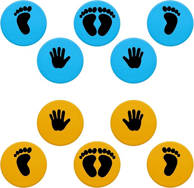 10inch Colorful Carpet Spot Flat Markers Feet Hand Game Stepping Stones Floor is Hot Lava for Classroom Home (Hand-Feet 2)