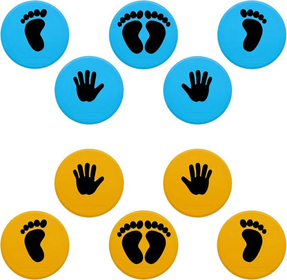 10inch Colorful Carpet Spot Flat Markers Feet Hand Game Stepping Stones Floor is Hot Lava for Classroom Home (Hand-Feet 2)