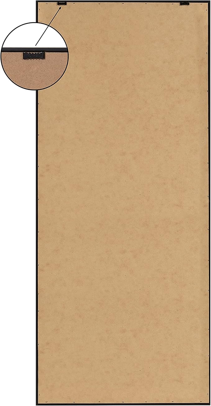 Kate and Laurel Sylvie Highland Cow Mountain Landscape Vertical BW Framed Canvas Wall Art by The Creative Bunch Studio, 18x40 Natural, Decorative Farmhouse Art for Wall