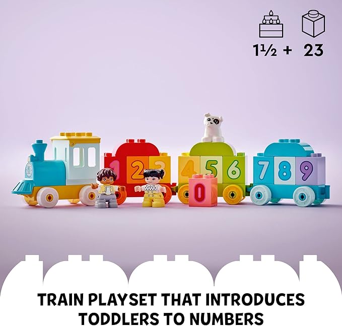 LEGO DUPLO My First Number Train Toy with Bricks for Learning Numbers, Preschool Educational Toys for 1.5-3 Year Old Toddlers, Girls & Boys, Early Development Activity Set, 10954