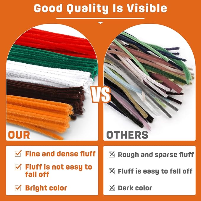 180 Pieces Pipe Cleaners Chenille Stem, Orange Craft Pipe Cleaners, 11.8inch Christmas Pipe Cleaners Chenille Stems for Mother’s Day DIY Art Crafts Decorations Supplies (Golden)