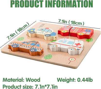CUCOS Wooden Toddler Puzzles for Kids Ages 1-5 Years Old, Wooden Peg Vehicle Toddler Puzzles, Learning Toys Educational Gift for Girls and Boys