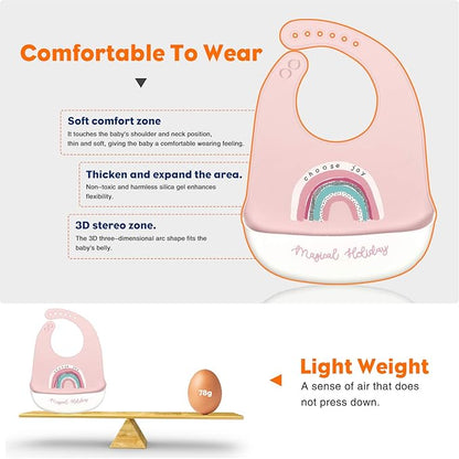Baby Feeding Supplies Baby Fruit Spoon and Bib BPA Free Baby Food Feeder(Pink)