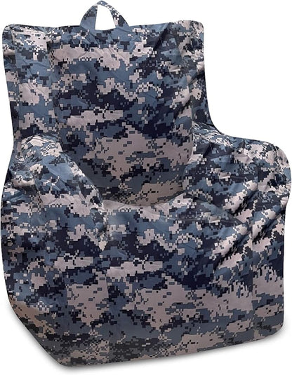 Posh Creations Structured Comfy Bean Bag Chair for Gaming, Reading and Watching TV, Pasadena Chair, Nylon - Camo Digital