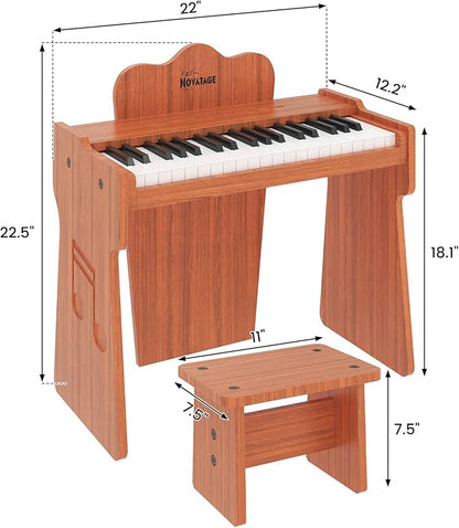 Kids Piano Keyboard, 37 Keys Wooden Digital Piano for Kids, Mini Baby Piano Toy, Music Educational Instrument Toy for 2+ Girls and Boys (Brown)