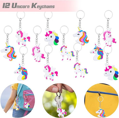 133Pcs Unicorn party favors, Unicorn Theme Birthday party decoration party favors Pack with Unicorn bracelet, unicorn hair rings, Key chains,Tattoos for Unicorn goodies bag Fillers Pinata Filler