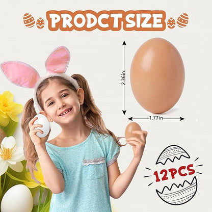 12pcs Wooden Fake Eggs, 2-Color Wooden Easter Eggs, DIY Kitchen Pretend Game Food Set, Children's Kitchen Game Toys, Home Decoration Products, Fake Eggs for Home Farm Decoration