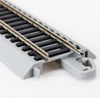 Bachmann Trains - Snap-Fit E-Z Track 9” Straight Terminal Rerailer w/Wire (1/card) - Nickel Silver Rail With Gray Roadbed - HO Scale