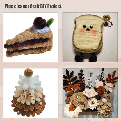 Swpohrat 100 Pieces Brown Pipe Cleaner Craft Set,Thick Fuzzy Chenille Stem Pipe Cleaners for DIY Craft Projects and Decorations