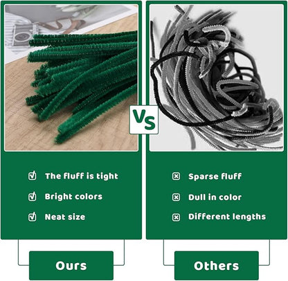 60 Pieces Green Pipe Cleaners, Christmas Craft Pipe Cleaners,Pipe Cleaners Chenille Stem,Pipe Cleaners Bulk,Art Pipe Cleaners for Creative Home Decoration Supplies Arts and Crafts Project