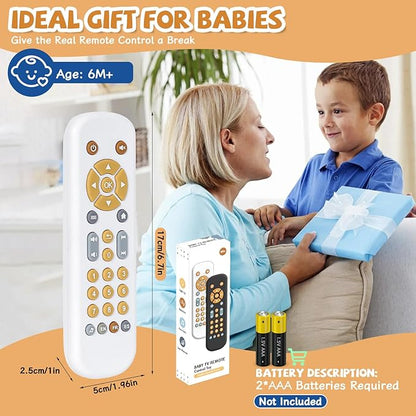 Orzbow Baby Remote Control Toy for 6 Months+ with Music, TV Remote Toy with Realistic Light and Sound - English, French and Spanish for Infant Play - BPA Free, White