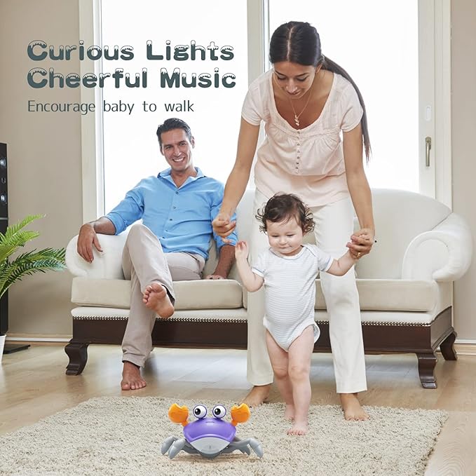Yeaye Crawling Crab Baby Toys Infant - Tummy Time Toy Gifts for 3 4 5 6 7 8 9 10 11 12 Boy Girl with Learning Crawl System Music for 0-6 6-12 12-18 36 Months Walking Toddler Birthday Gift(Purple)