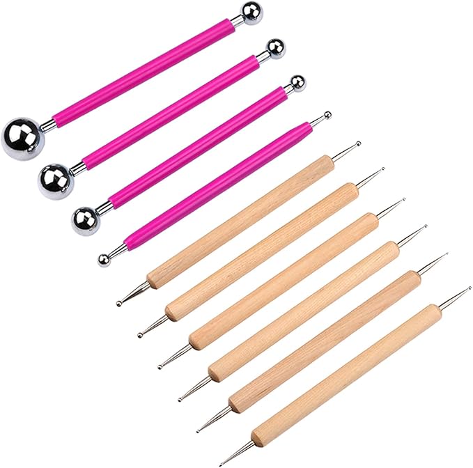 Meuxan 10 Piece Ball Stylus Dot Painting Tool Set, Clay Pottery Modeling Kit