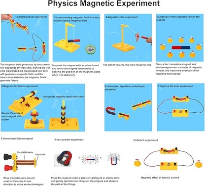 Large Science Magnet Kit for Kids Physics Electromagnet Experiment Set Educational and Birthday Gift for School Students