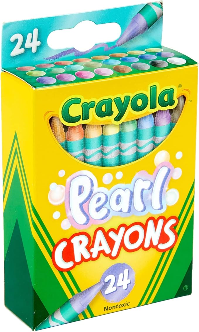 Crayola Pearl Crayons, Pearlescent Colors, 24 Count, Coloring Supplies, Gift for Kids, Ages 3, 4, 5, 6
