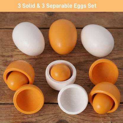 HANSGO 6PCS Play Food Sets for Kids Kitchen,Play Kitchen Accessories Wooden Egg Toy Food Grocery Store Pretend for Toddler Cooking DIY
