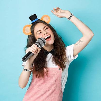 Kavoc 4 Pcs Rock Bear Ears Headband with Bow Tie Microphone Prop Wristband for Halloween Cosplay Dress up