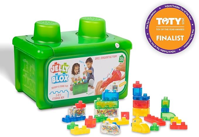 Goliath Jelly Blox Stash 'N Stack 2-in-1 Storage Case | Toddler & Preschool Building Blocks Kids Can Squeeze, Stretch, Squish | MESH ACCREDITED | Safety Tested & Ouch-Free | Sensory Play for Ages 2+