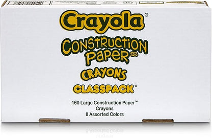 Crayola Construction Paper Crayon Classpack, 8 Colors, Pack of 160, Assorted, Large