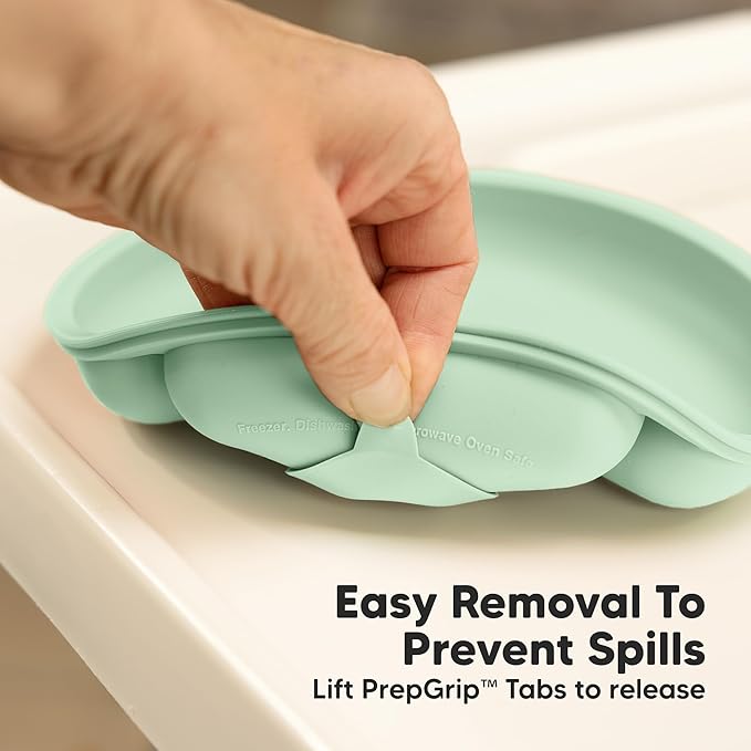 KeaBabies Suction Plates for Baby, Toddler - 3-Pack 100% Silicone Toddler Plates, Divided Baby Plates with Suction, Silicone Plates for Baby, Kids, BPA-Free, Microwave, Dishwasher Safe (Pastel Sky)