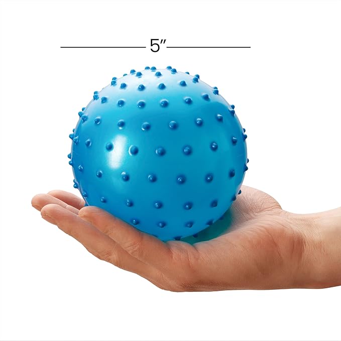 Bedwina Mini Knobby Balls - Bulk 5 Inch Sensory Balls and Spiky Massage Stress Balls with Pump, Fun Bouncy Ball Party Favors