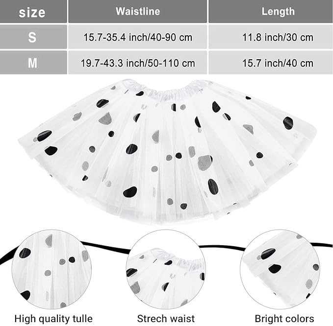 101 Days of School Dalmatian Costume Include Headband Choker Tail Tutu Skirt Knee Socks and Felt Stickers