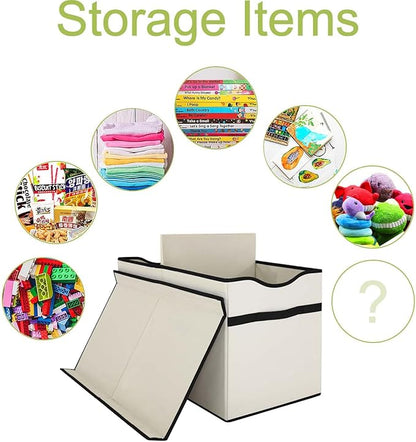 YOLOXO Toy Box Chest, Collapsible Sturdy Storage Bins with Lids, Extra Large Kids Toy Storage Organizer Boxes Bins Baskets for Kids, Boys, Girls, Nursery Room, Playroom, Closet (New Beige)