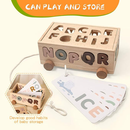 Montessori Shape Sorter Toys for Toddler 1-3, Silicone Alphabet Letters Baby Puzzles & Flash Cards, Fine Motor Skills Preschool Learning Toys, Activities Birthday Gift for 1 2 3 Years Old Boys Girls